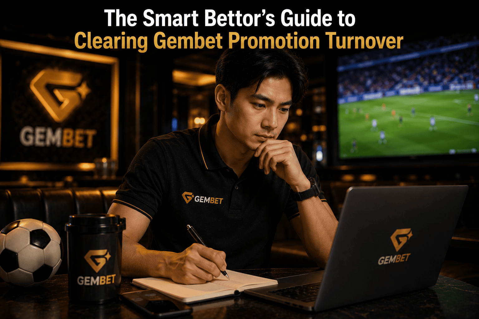 Smart bettor tracking Gembet promotion turnover in a luxury sportsbook casino setting