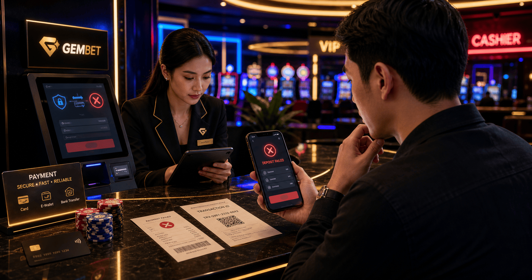 Failed deposit on Gembet casino payment guide