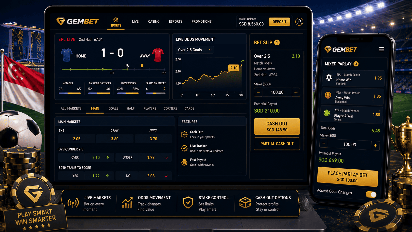 GemBet sports betting Singapore mixed parlay value calculation guide