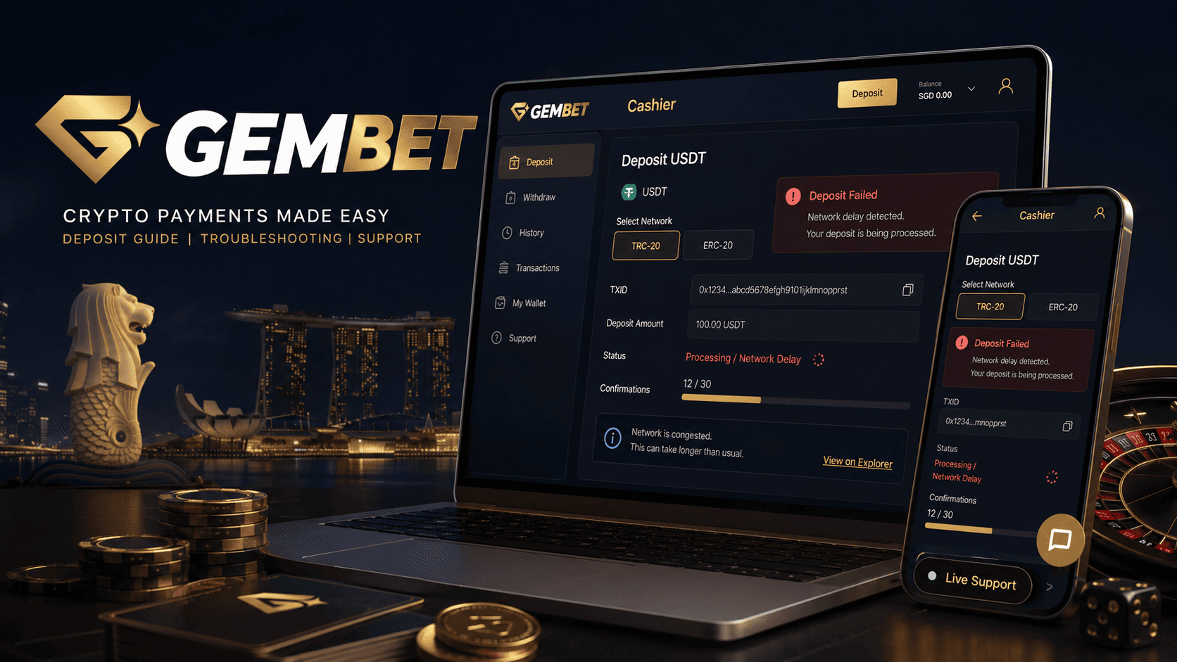 Gembet deposit failed crypto processing and network delay troubleshooting guide
