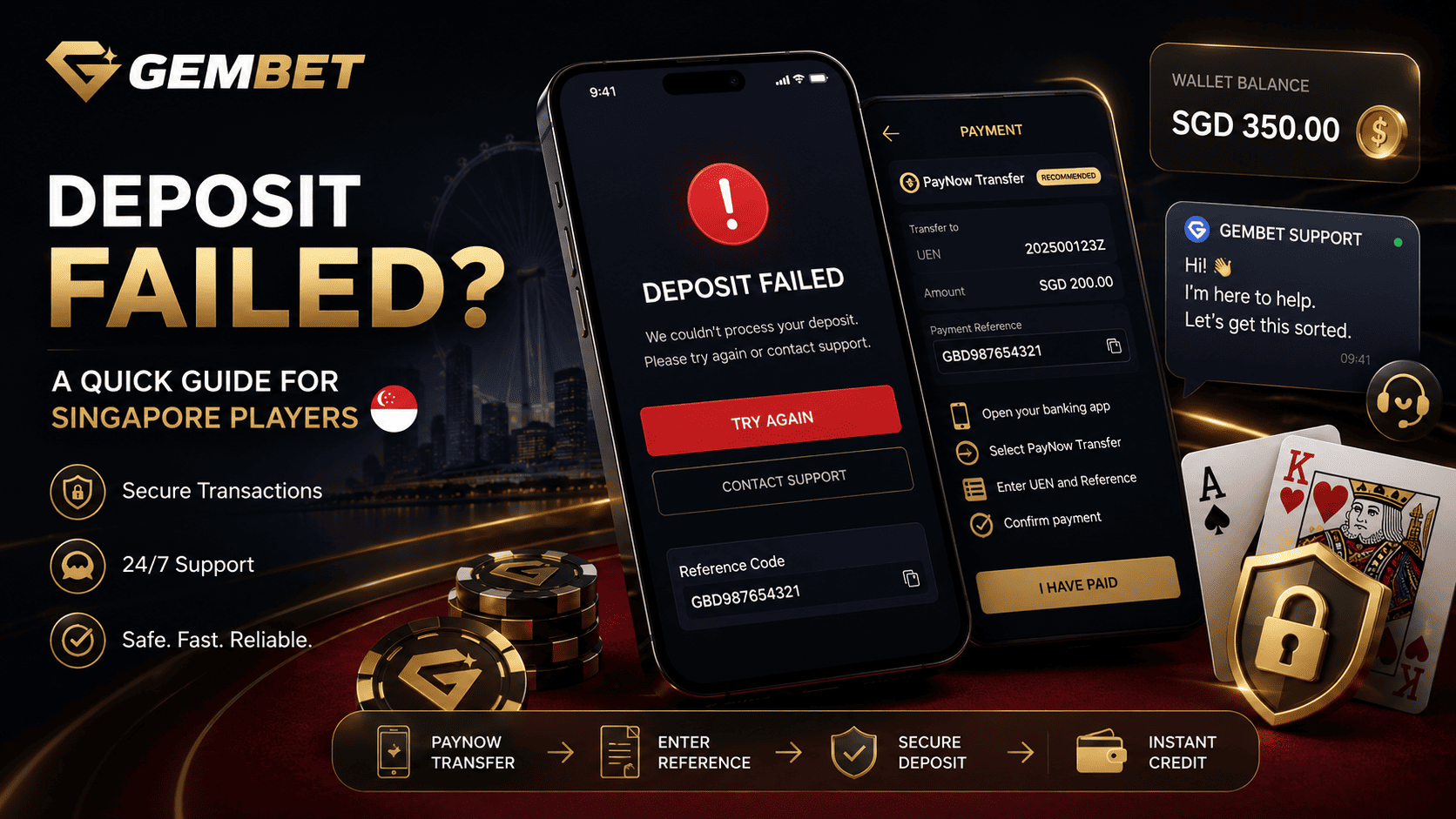 Gembet deposit failed guide for Singapore players fixing PayNow reference codes and payment errors