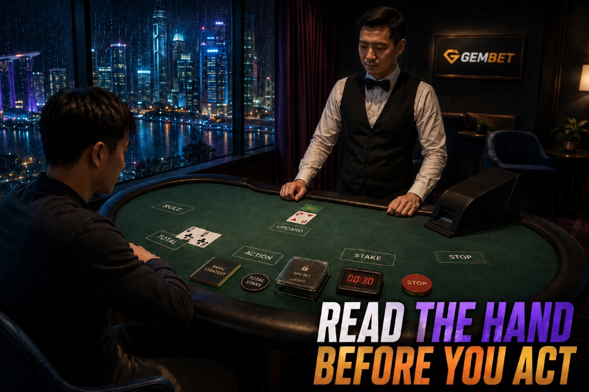 Online blackjack hand decision routine