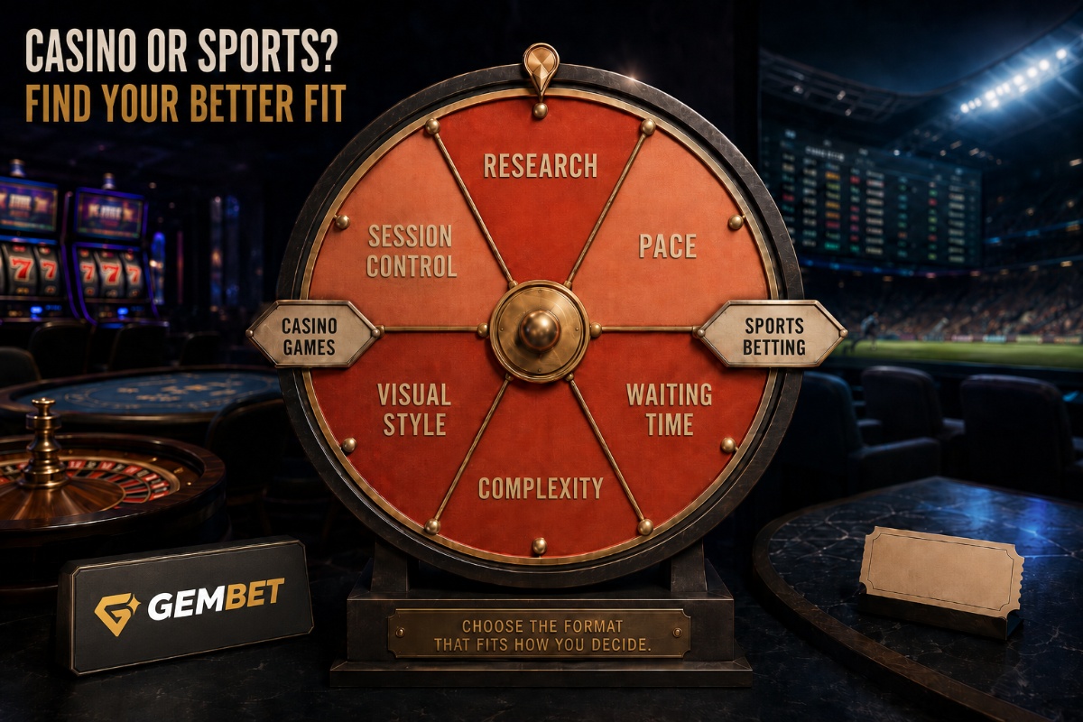 Sports betting or casino games compared by pace, research style, attention and session preferences