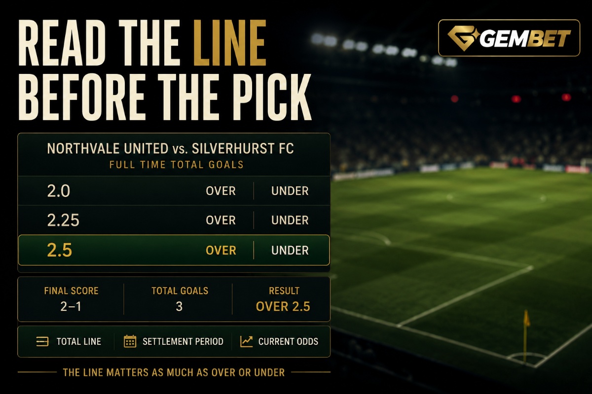 Over under betting on Gembet showing 2.0 2.25 and 2.5 totals with settlement differences