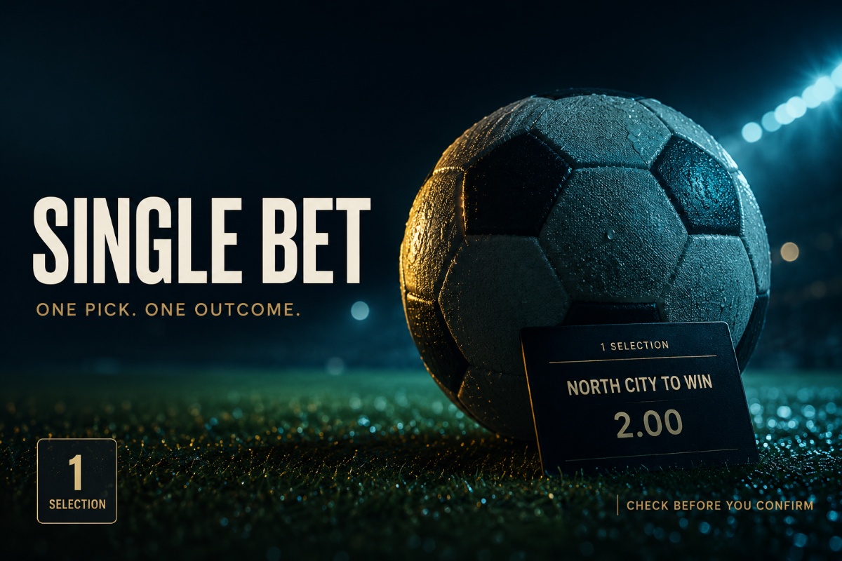 Single Bet guide showing one football selection and one sports wager