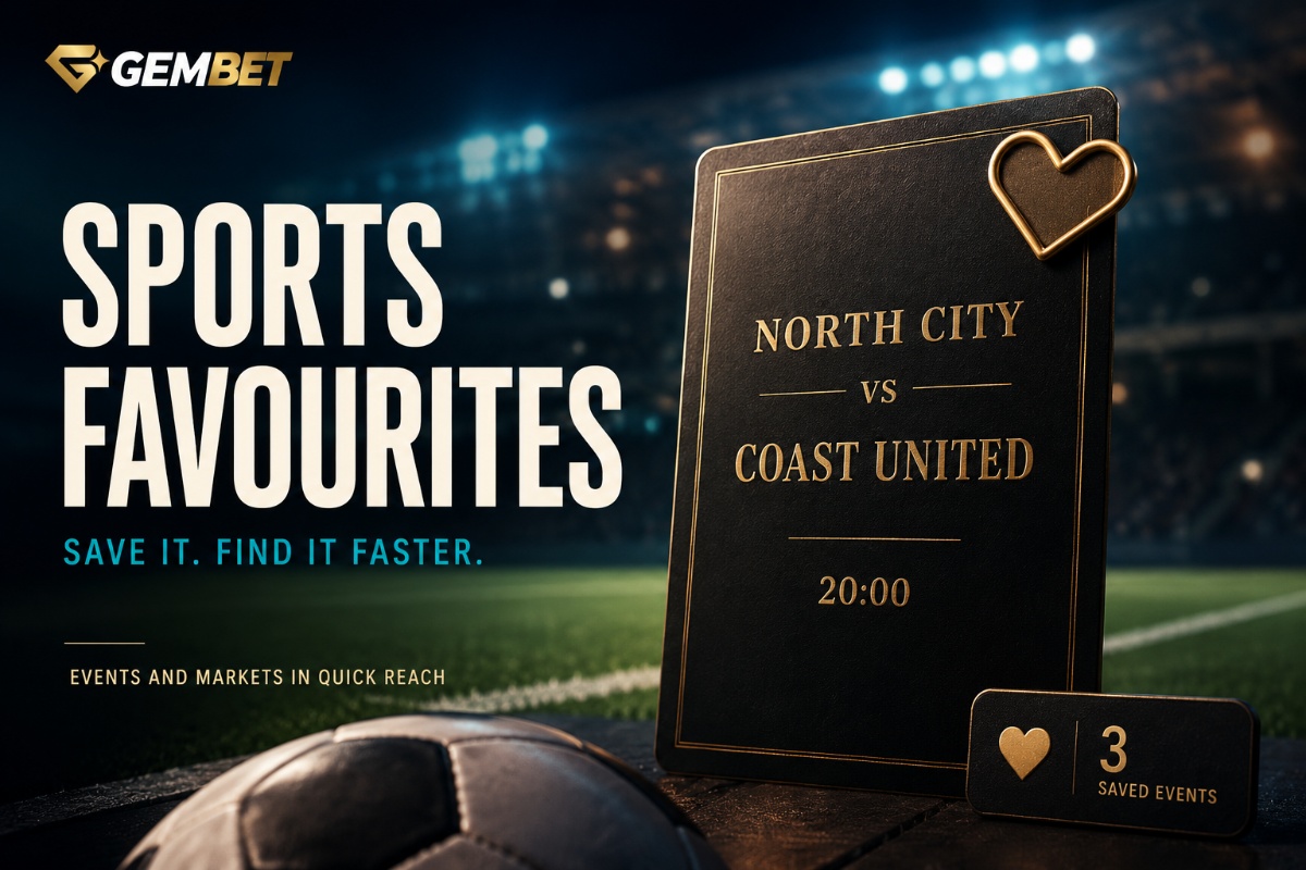 Sports Favourites showing saved football events and favourite markets for faster tracking