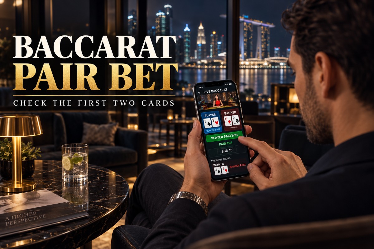 Baccarat Pair Bet guide showing matching first two cards on a live baccarat game
