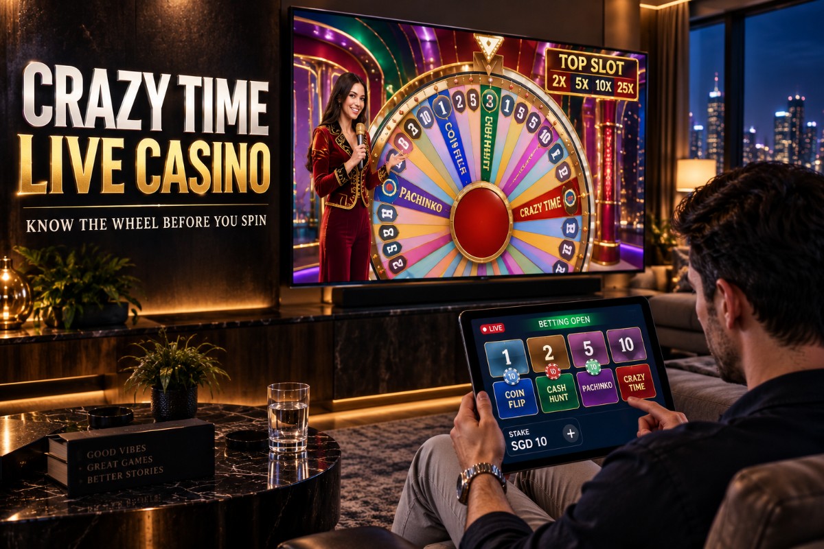 Crazy Time Live Casino guide showing the wheel, Top Slot and bonus games